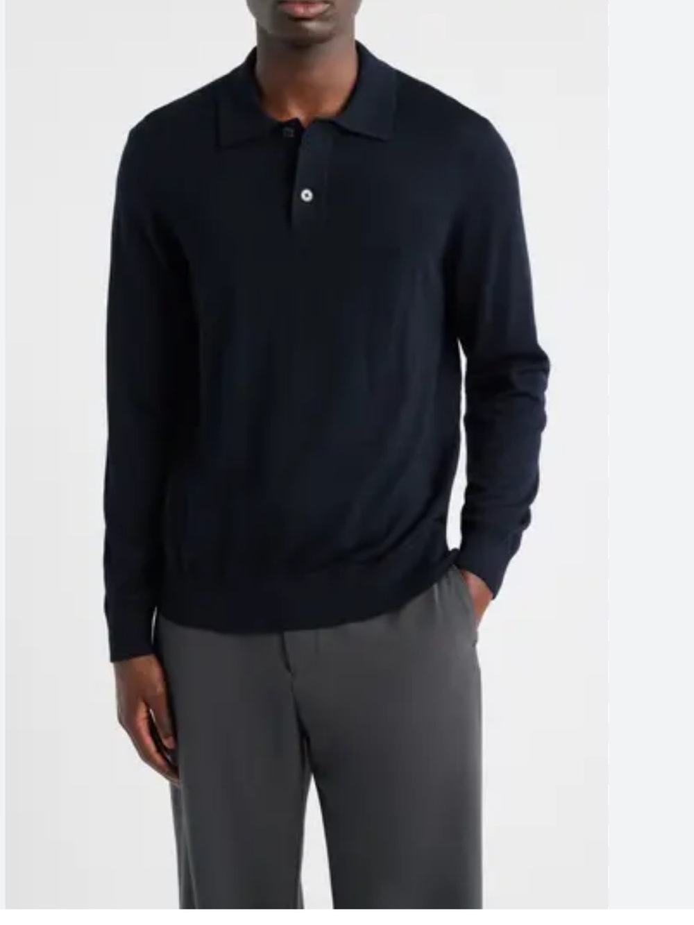 Toscano 100% Wool Men's Black Long Sleeve Polo Sweater Size L, Made in Italy